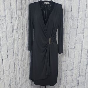 Calvin Klein Black Draped Twist Front Dress‎ Size 6
